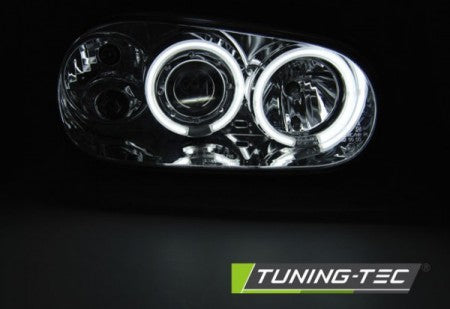 Fari Anteriori ANGEL EYES CCFL CHROME per VW GOLF MK4 09.97-09.03