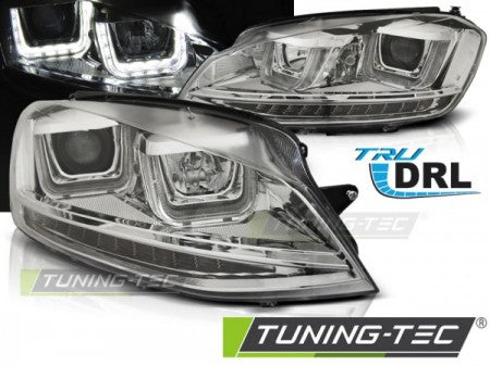 Fari Anteriori U-LED LIGHT DRL CHROME per VW GOLF MK7 11.12-17