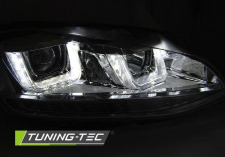 Fari Anteriori U-LED LIGHT DRL CHROME per VW GOLF MK7 11.12-17