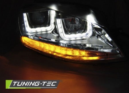 Fari Anteriori U-LED LIGHT DRL CHROME per VW GOLF MK7 11.12-17