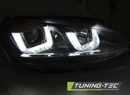 Fari Anteriori U-LED LIGHT DRL Neri per VW GOLF MK7 11.12-17