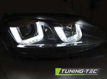 Carica l&#39;immagine nel visualizzatore di Gallery, Fari Anteriori U-LED LIGHT DRL Neri per VW GOLF MK7 11.12-17