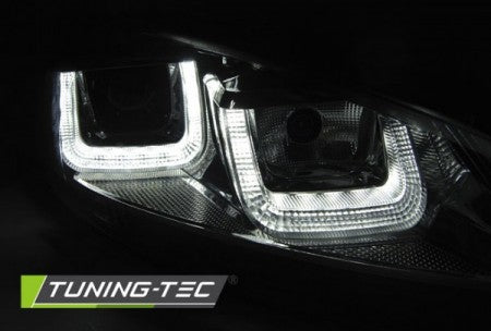 Fari Anteriori U-LED LIGHT DRL Neri CHROME LINE per VW GOLF MK6 08-12