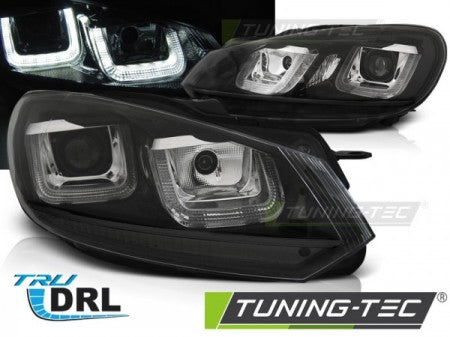 Fari Anteriori U-LED LIGHT DRL Neri Neri LINE per VW GOLF MK6 08-12