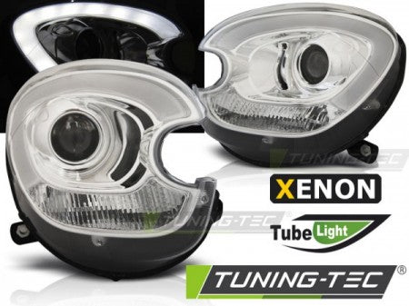 Fari Anteriori XENON TUBE LIGHT CHROME per BMW MINI (COOPER) R60 R61 COUNTRYMAN 10-14