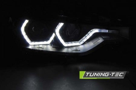 Fari Anteriori ANGEL EYES LED DRL Neri per BMW Serie 3 F30/F31 10.11 - 05.15