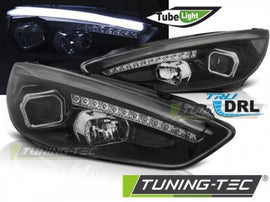 Fari Anteriori per FORD FOCUS MK3 15-18 Neri DRL LED