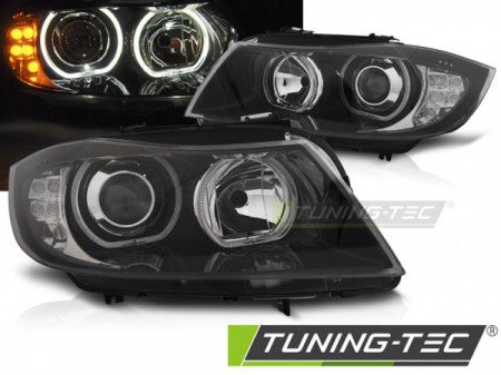 Fari Anteriori ANGEL EYES Indicatori LED Neri per BMW Serie 3 E90/E91 03.05-11