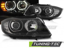 Load image into Gallery viewer, Fari Anteriori ANGEL EYES Indicatori LED Neri per BMW Serie 3 E90/E91 03.05-11