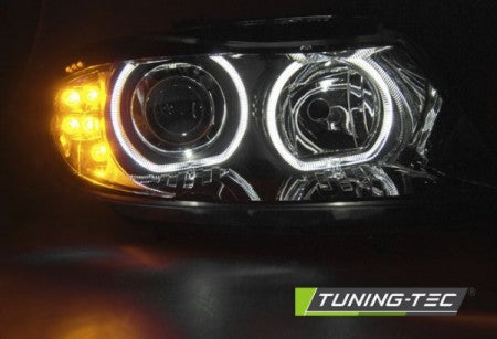 Fari Anteriori ANGEL EYES Indicatori LED Neri per BMW Serie 3 E90/E91 03.05-11