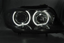 Load image into Gallery viewer, Fari Anteriori ANGEL EYES Indicatori LED Neri per BMW Serie 3 E90/E91 03.05-11