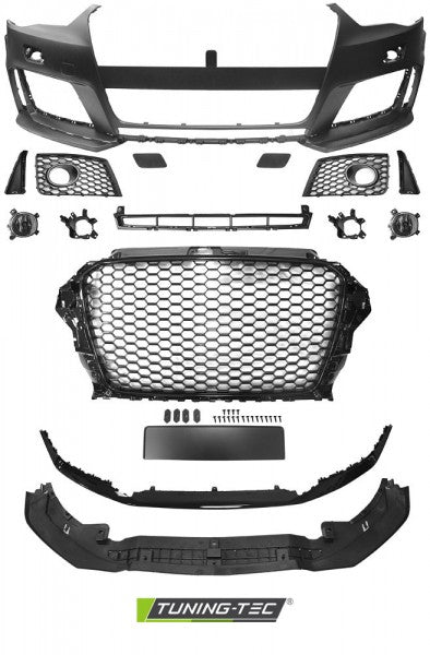 Paraurti Anteriore Sportivo Nero Lucido per AUDI A3 8V 12-16