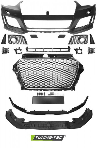 Paraurti Anteriore Sportivo CHROME Nero per AUDI A3 8V 12-16