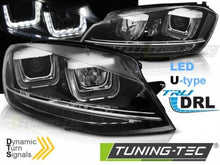 Load image into Gallery viewer, Fari Anteriori U-LED LIGHT DRL Neri sequenziali per VW GOLF MK7 11.12-17