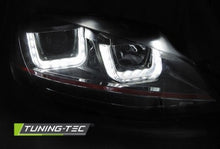 Carica l&#39;immagine nel visualizzatore di Gallery, Fari Anteriori U-LED LIGHT DRL Neri RDD LINE sequenziali per VW GOLF MK7 11.12-17