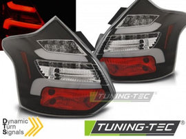 Fanali Posteriori per FORD FOCUS MK3 11-10.14 HATCHBACK Neri LED BAR sequenziali