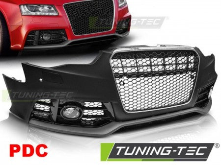 Paraurti Anteriore Sportivo CHROME Nero con Fori Sensori di Parcheggio per AUDI A5 8T 11-16