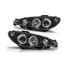 Fari Anteriori Angel Eyes Interno Nero Peugeot 206