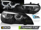 Fari Anteriori XENON ANGEL EYES LED DRL Neri per BMW X5 E70 07-10