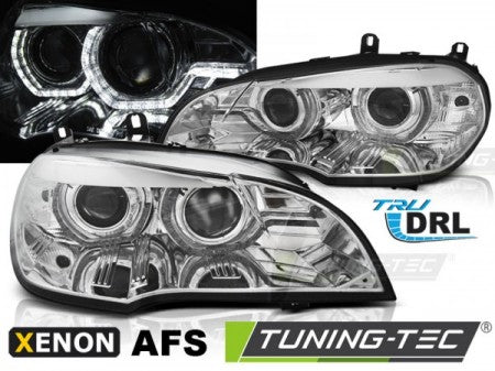 Fari Anteriori XENON ANGEL EYES LED DRL CHROME AFS per BMW X5 E70 07-10