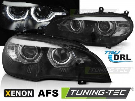 Fari Anteriori XENON ANGEL EYES LED DRL Neri AFS per BMW X5 E70 07-10