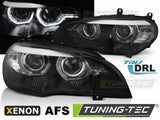 Fari Anteriori XENON ANGEL EYES LED DRL Neri AFS per BMW X5 E70 07-10