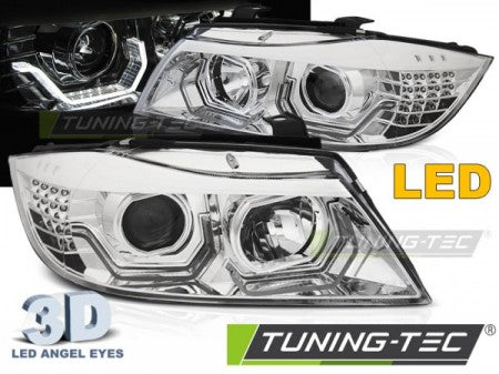 Fari Anteriori ANGEL EYES LED 3D CHROME per BMW Serie 3 E90/E91 05-08