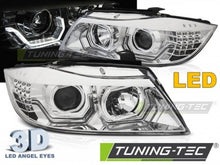 Load image into Gallery viewer, Fari Anteriori ANGEL EYES LED 3D CHROME per BMW Serie 3 E90/E91 05-08