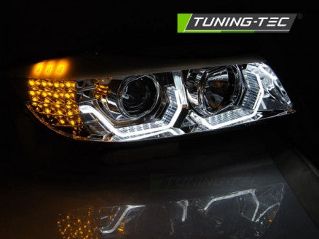 Fari Anteriori ANGEL EYES LED 3D CHROME per BMW Serie 3 E90/E91 05-08