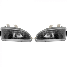 Fari Anteriori DENJI interno Nero Lente Trasparente per Honda Civic