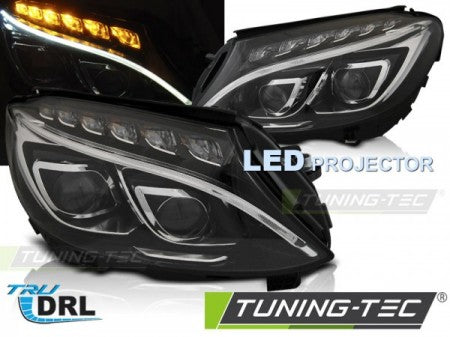 Fari Anteriori TRUE DRL Neri per MERCEDES Classe C W205 14-18