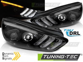 Fari Anteriori per FORD FOCUS MK3 15-18 Neri DRL LED sequenziali INDICAOR
