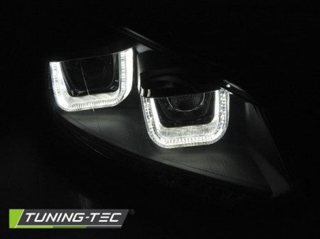 Fari Anteriori U-LED LIGHT DRL Neri sequenziali per VW GOLF MK6 08-12