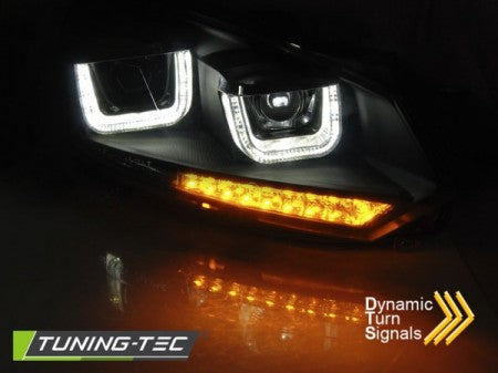 Fari Anteriori U-LED LIGHT DRL Neri sequenziali per VW GOLF MK6 08-12