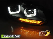 Carica l&#39;immagine nel visualizzatore di Gallery, Fari Anteriori U-LED LIGHT DRL Neri sequenziali per VW GOLF MK6 08-12