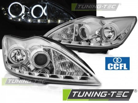 Fari Anteriori per FORD FOCUS MK2 02.08-10 ANGEL EYES CCFL CHROME