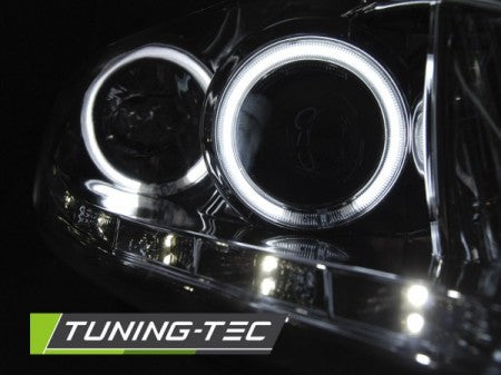 Fari Anteriori per FORD FOCUS MK2 02.08-10 ANGEL EYES CCFL CHROME