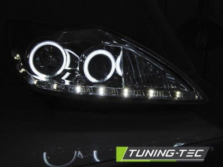 Fari Anteriori per FORD FOCUS MK2 02.08-10 ANGEL EYES CCFL CHROME