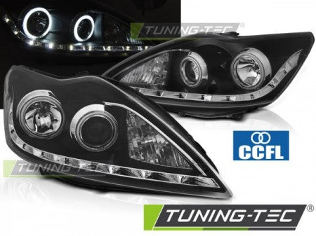 Fari Anteriori per FORD FOCUS MK2 02.08-10 ANGEL EYES CCFL Neri