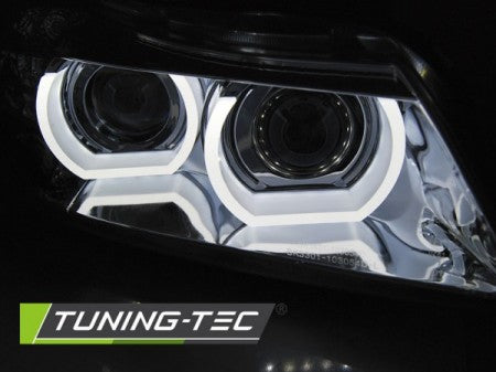 Fari Anteriori XENON ANGEL EYES LED DRL CHROME per BMW Serie 3 E90/E91 09-11