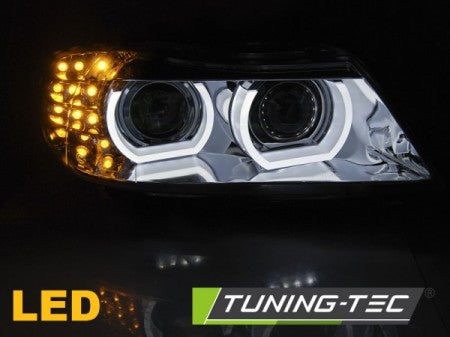 Fari Anteriori XENON ANGEL EYES LED DRL CHROME per BMW Serie 3 E90/E91 09-11