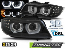 Load image into Gallery viewer, Fari Anteriori XENON ANGEL EYES LED DRL Neri per BMW Serie 3 E90/E91 09-11