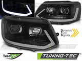 Fari Anteriori TUBE LIGHT Neri sequenziali per VW T5 2010-2015