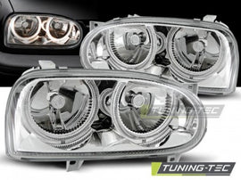 Fari Anteriori ANGEL EYES CHROME per VW GOLF MK3 09.91-08.97