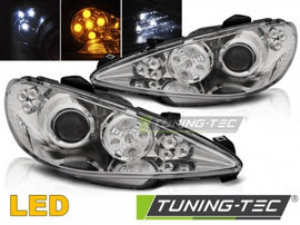 Fari Anteriori per PEUGEOT 206 02-ANGEL EYES CHROME LED