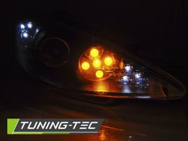 Fari Anteriori per PEUGEOT 206 02-ANGEL EYES Neri LED