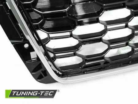 Griglia Sportiva CHROME Nera con Fori Sensori di Parcheggio per AUDI A4 B9 15-19