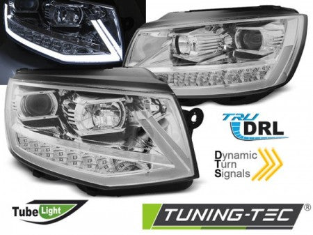 Fari Anteriori TUBE LIGHT DRL CHROME sequenziali per VW T6 15-19