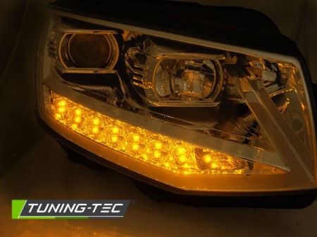 Fari Anteriori TUBE LIGHT DRL CHROME sequenziali per VW T6 15-19