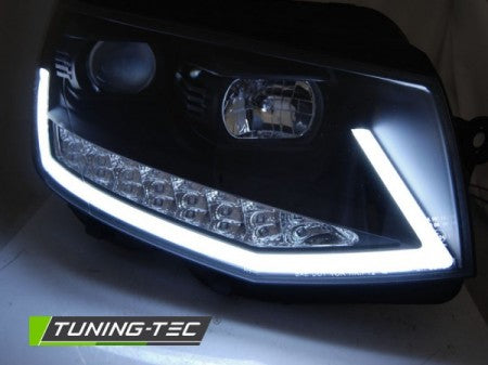 Fari Anteriori TUBE LIGHT DRL Neri CHROME sequenziali per VW T6 15-19